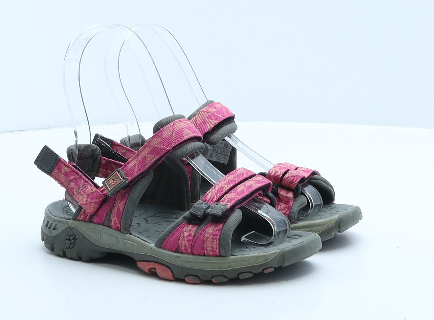Jack Wolfskin Girls Pink Geometric Fabric Strappy Sandal UK 11 29