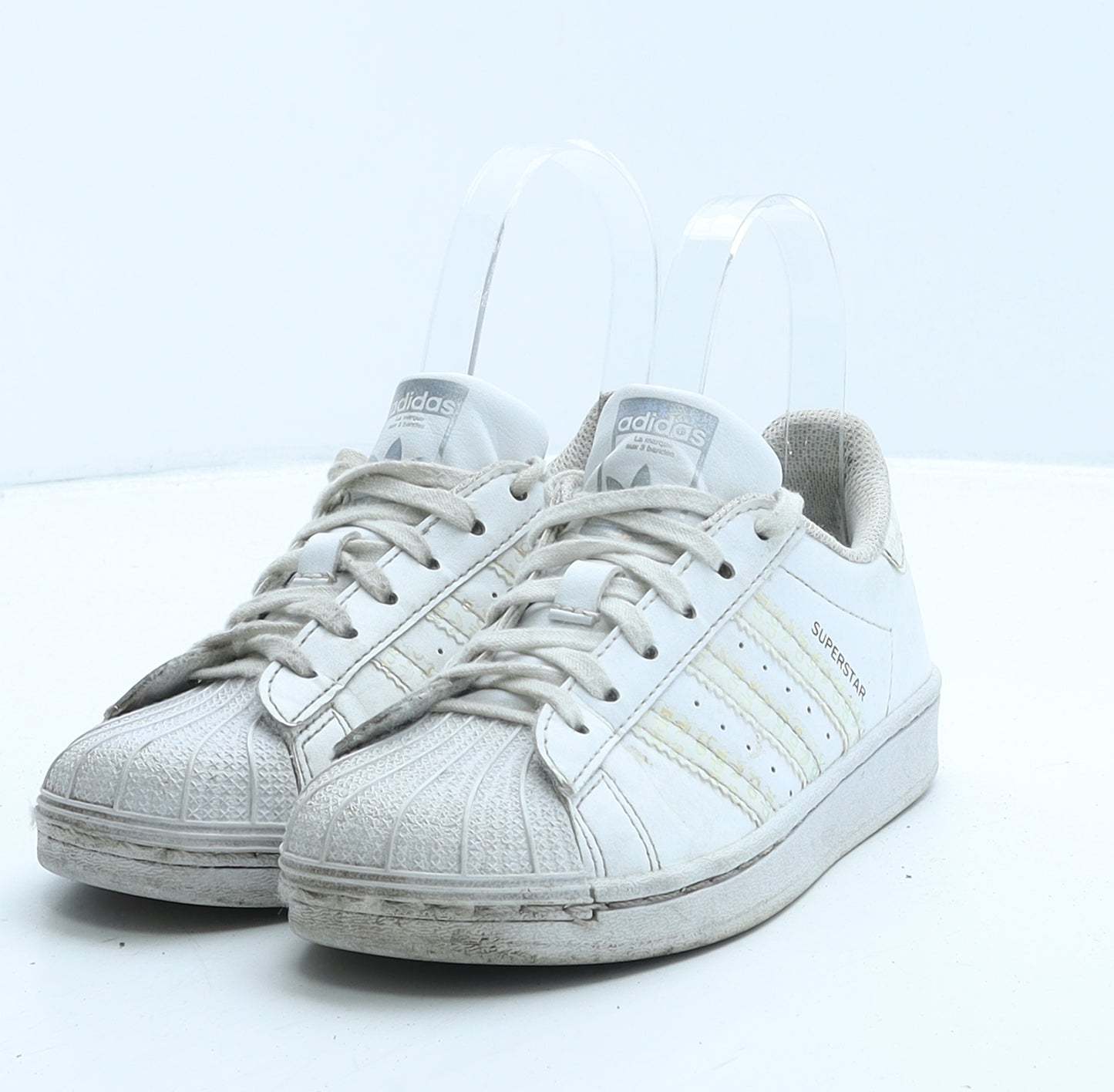 adidas Girls White Leather Trainer UK 12.5 31 - Superstar