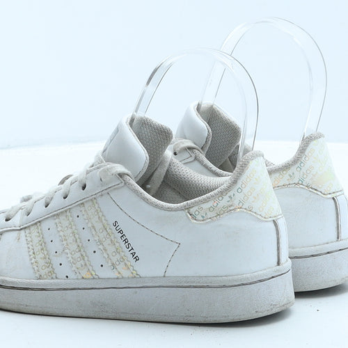adidas Girls White Leather Trainer UK 12.5 31 - Superstar