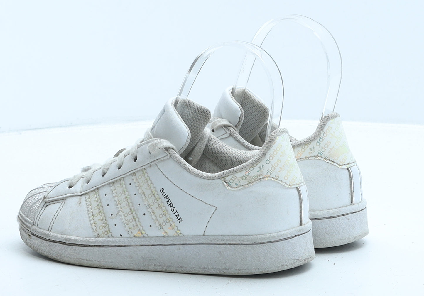 adidas Girls White Leather Trainer UK 12.5 31 - Superstar
