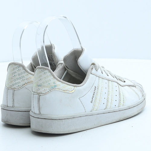 adidas Girls White Leather Trainer UK 12.5 31 - Superstar