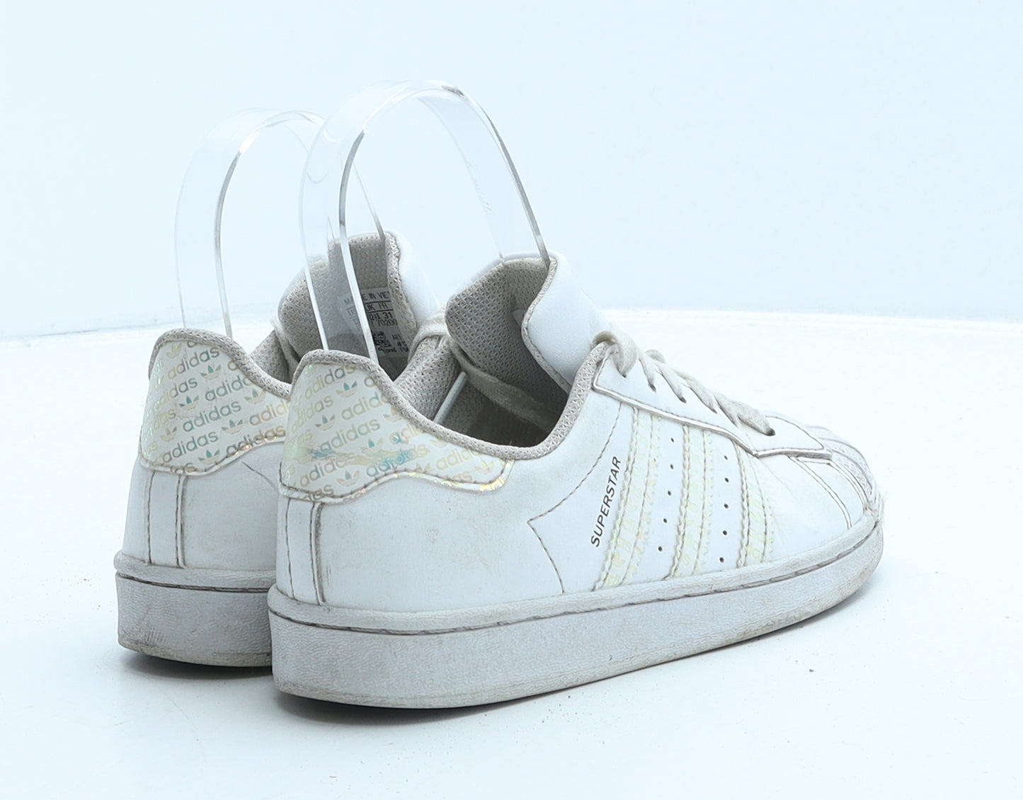 adidas Girls White Leather Trainer UK 12.5 31 - Superstar