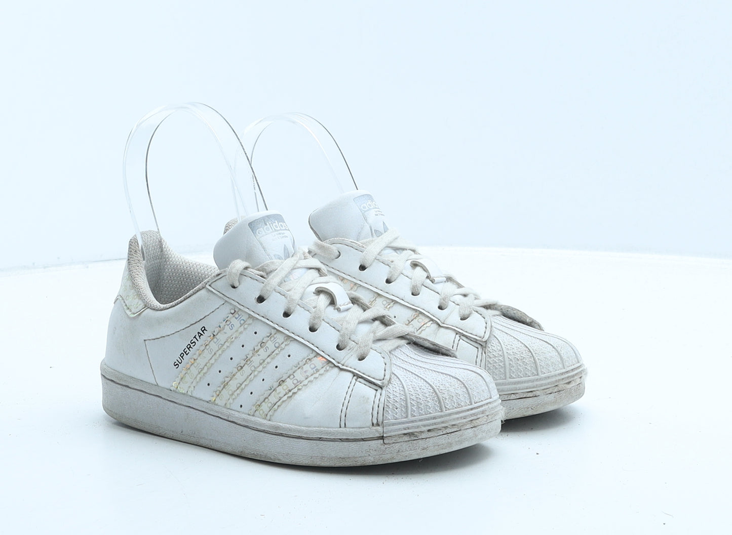 adidas Girls White Leather Trainer UK 12.5 31 - Superstar
