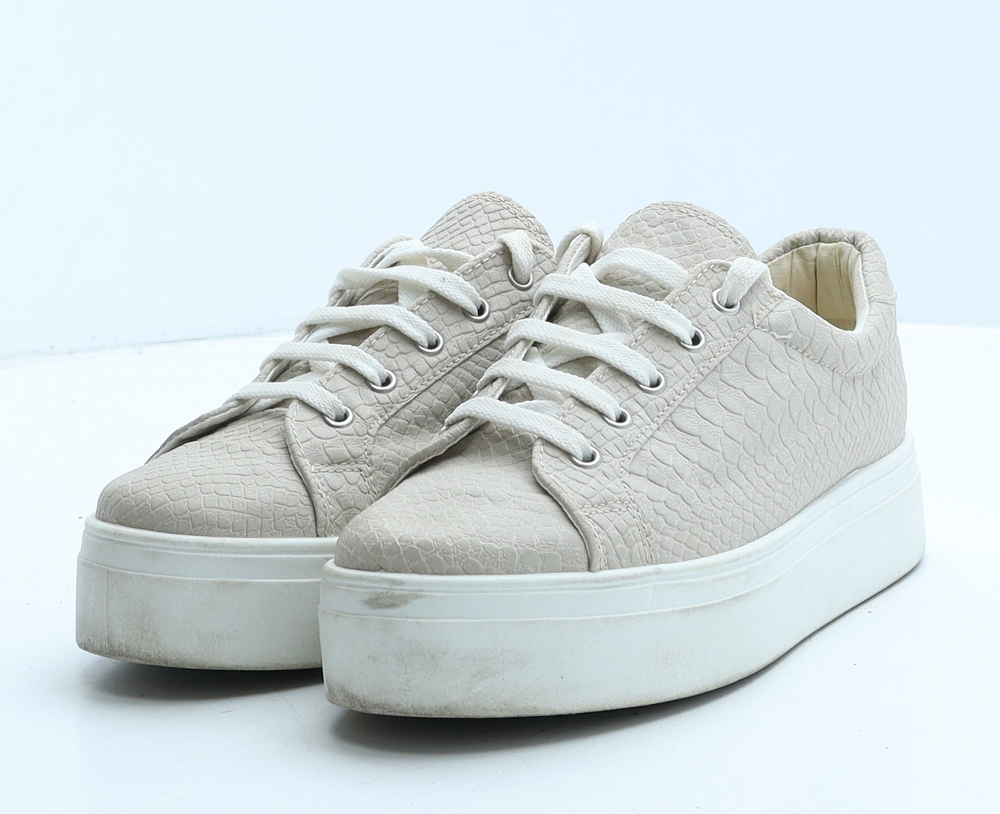 ASOS Womens Beige Animal Print Leather Trainer UK 4 37