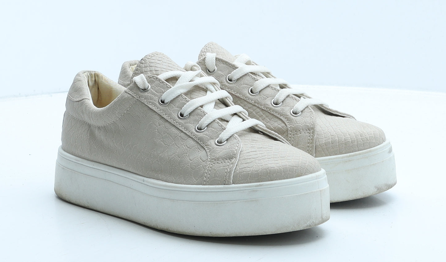 ASOS Womens Beige Animal Print Leather Trainer UK 4 37