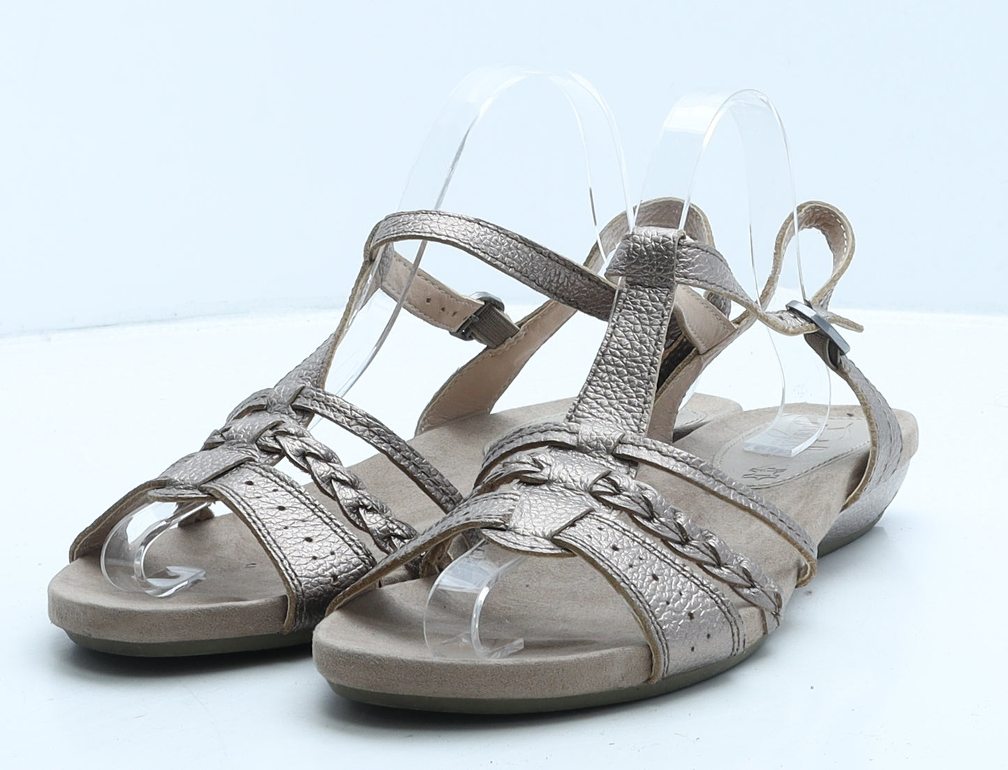 FootGlove Womens Beige Leather Strappy Sandal UK 6.5