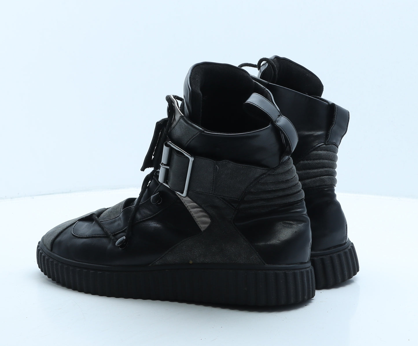 DIS Womens Black Colourblock Leather Biker Boot UK 7 40