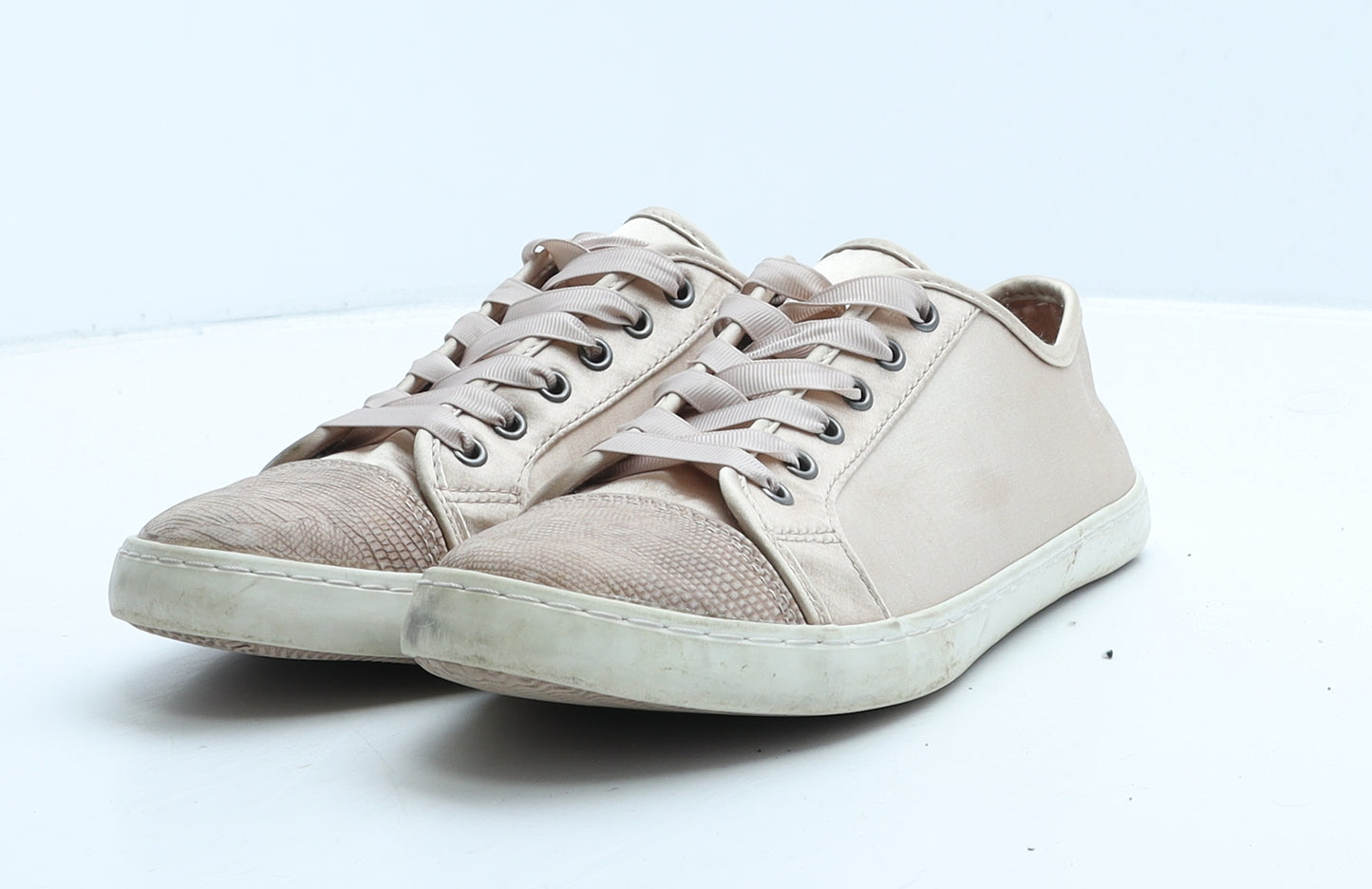 Marks and Spencer Womens Beige Colourblock Fabric Trainer Casual UK 6
