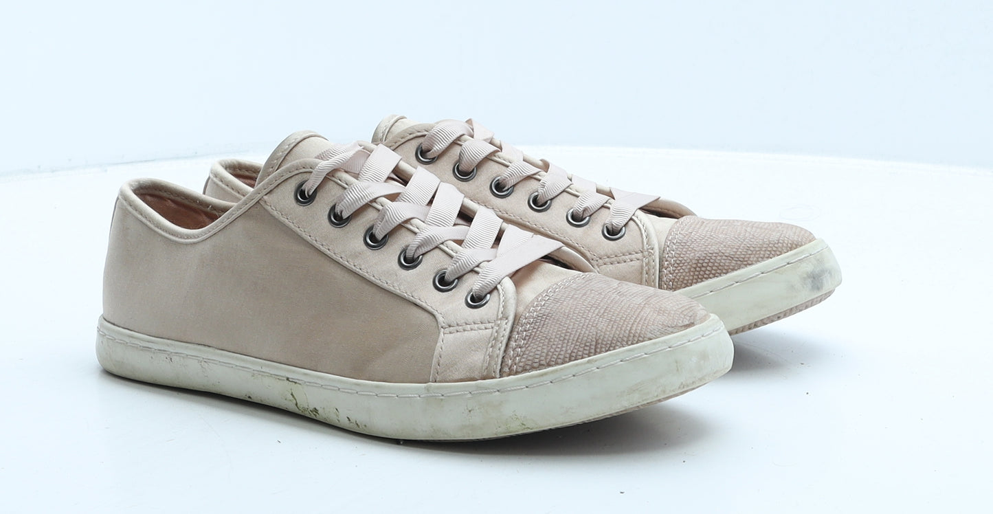 Marks and Spencer Womens Beige Colourblock Fabric Trainer Casual UK 6