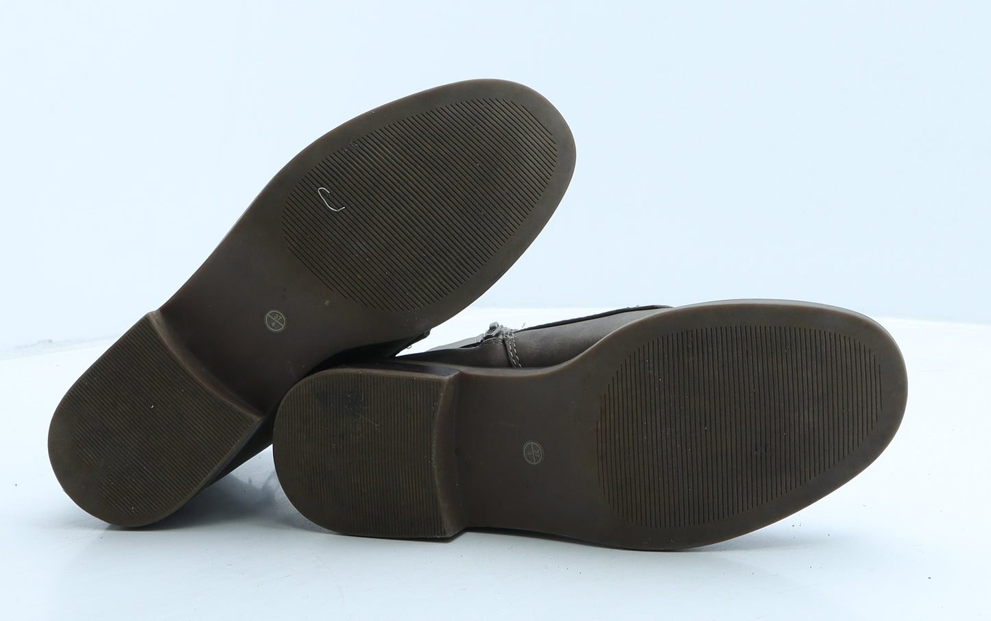 F&F Womens Brown Leather Biker Boot UK 4 37