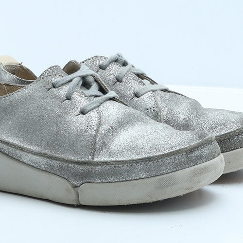 Clarks Womens Silver Synthetic Trainer Casual UK 5 38