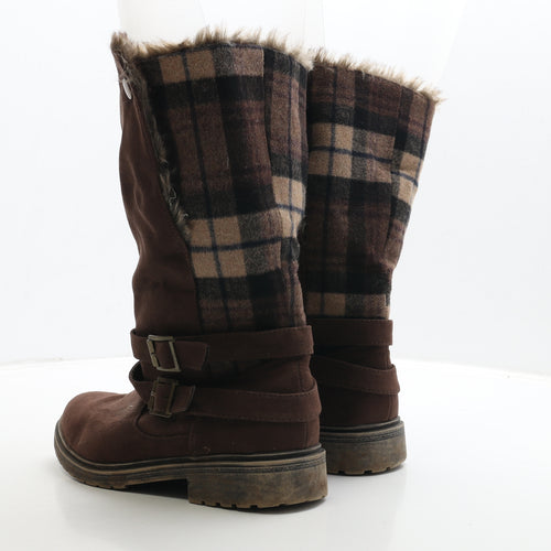 JustFab Womens Brown Leather Shearling Style Boot UK 7.5 40.5