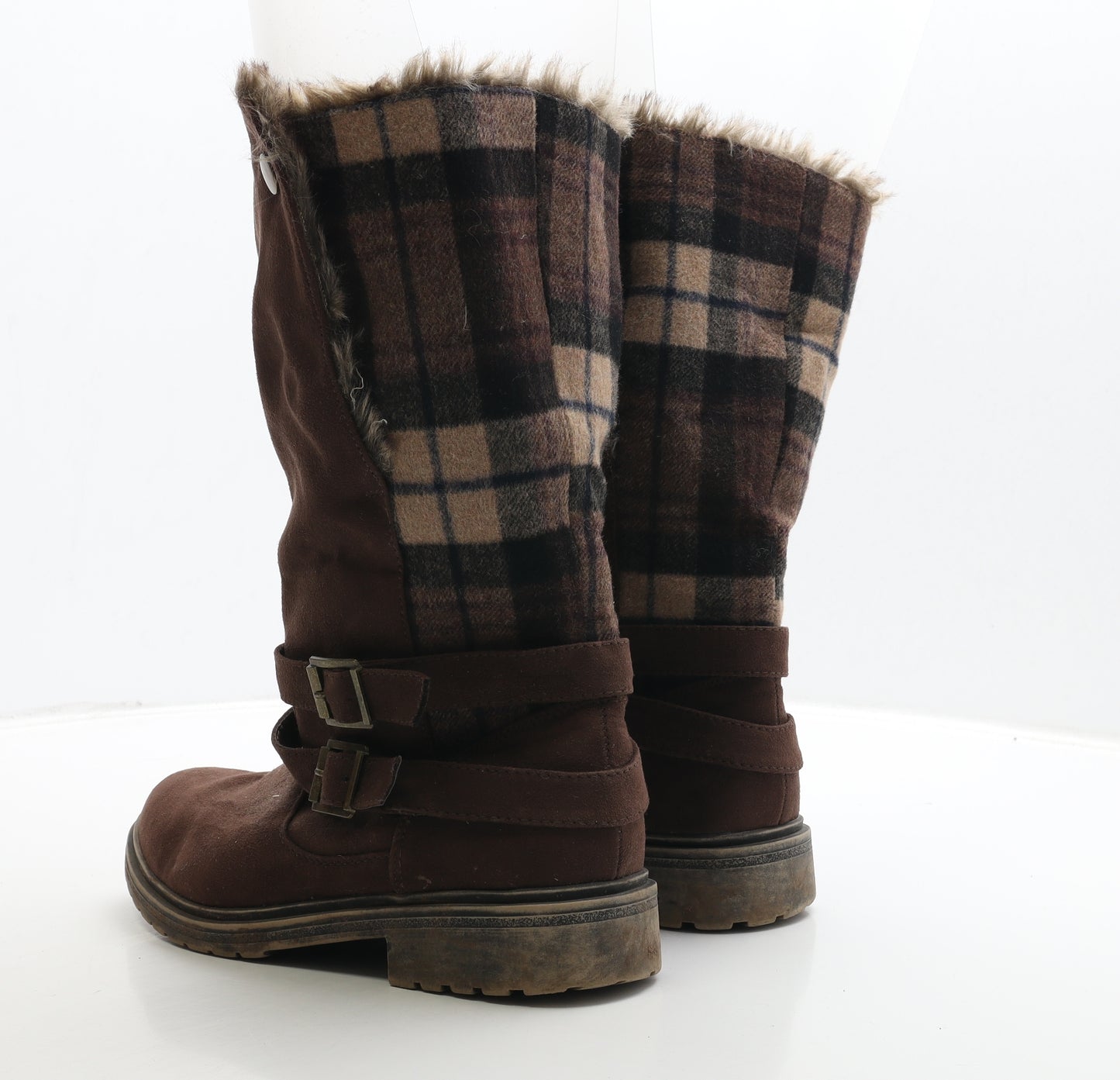 JustFab Womens Brown Leather Shearling Style Boot UK 7.5 40.5