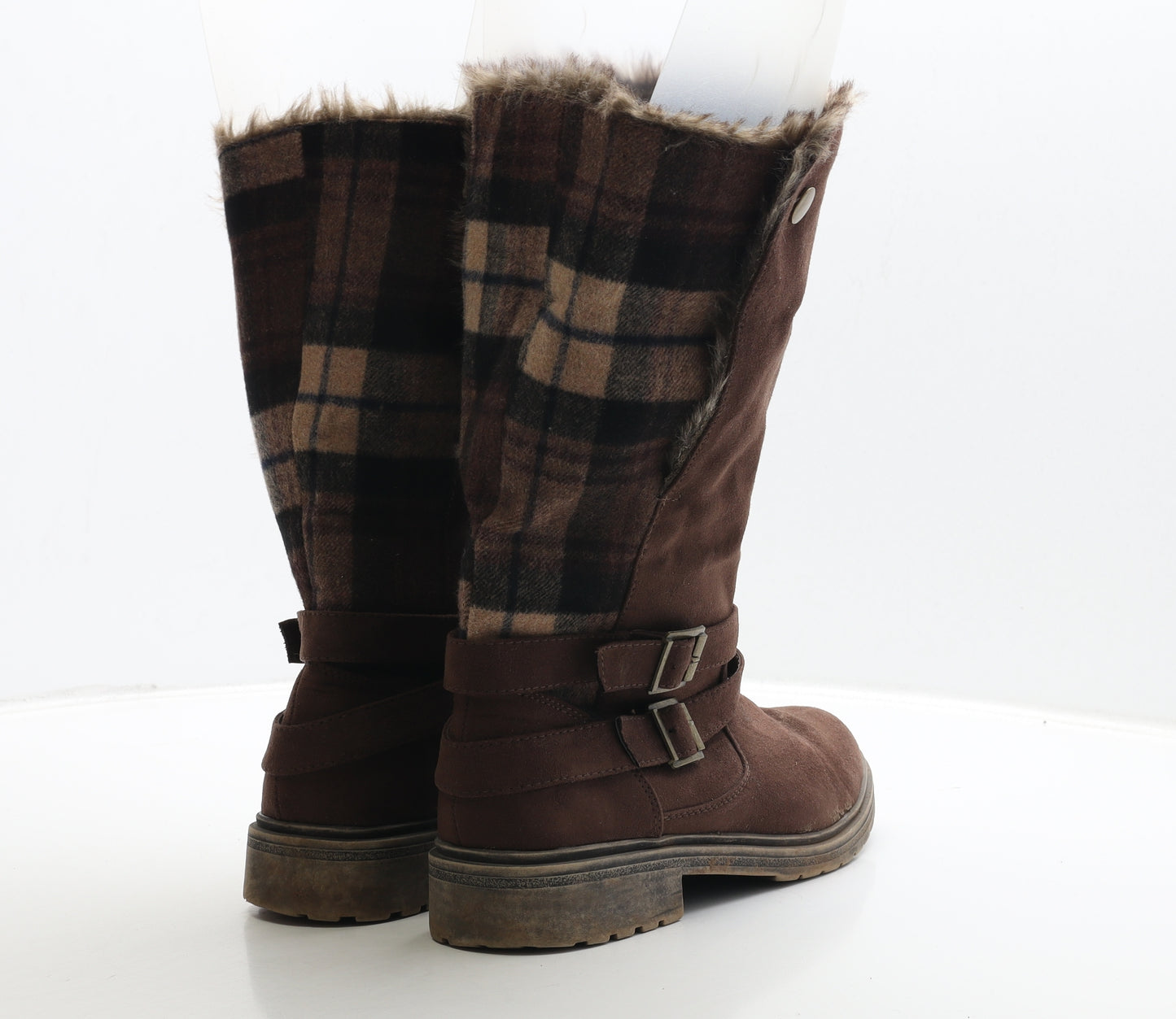 JustFab Womens Brown Leather Shearling Style Boot UK 7.5 40.5