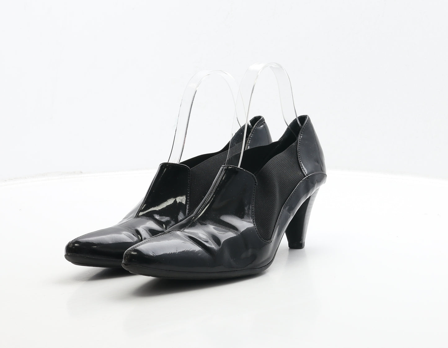 Marks and Spencer Womens Black Patent Leather Bootie Boot UK 6