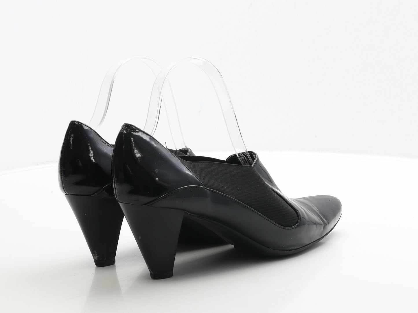 Marks and Spencer Womens Black Patent Leather Bootie Boot UK 6