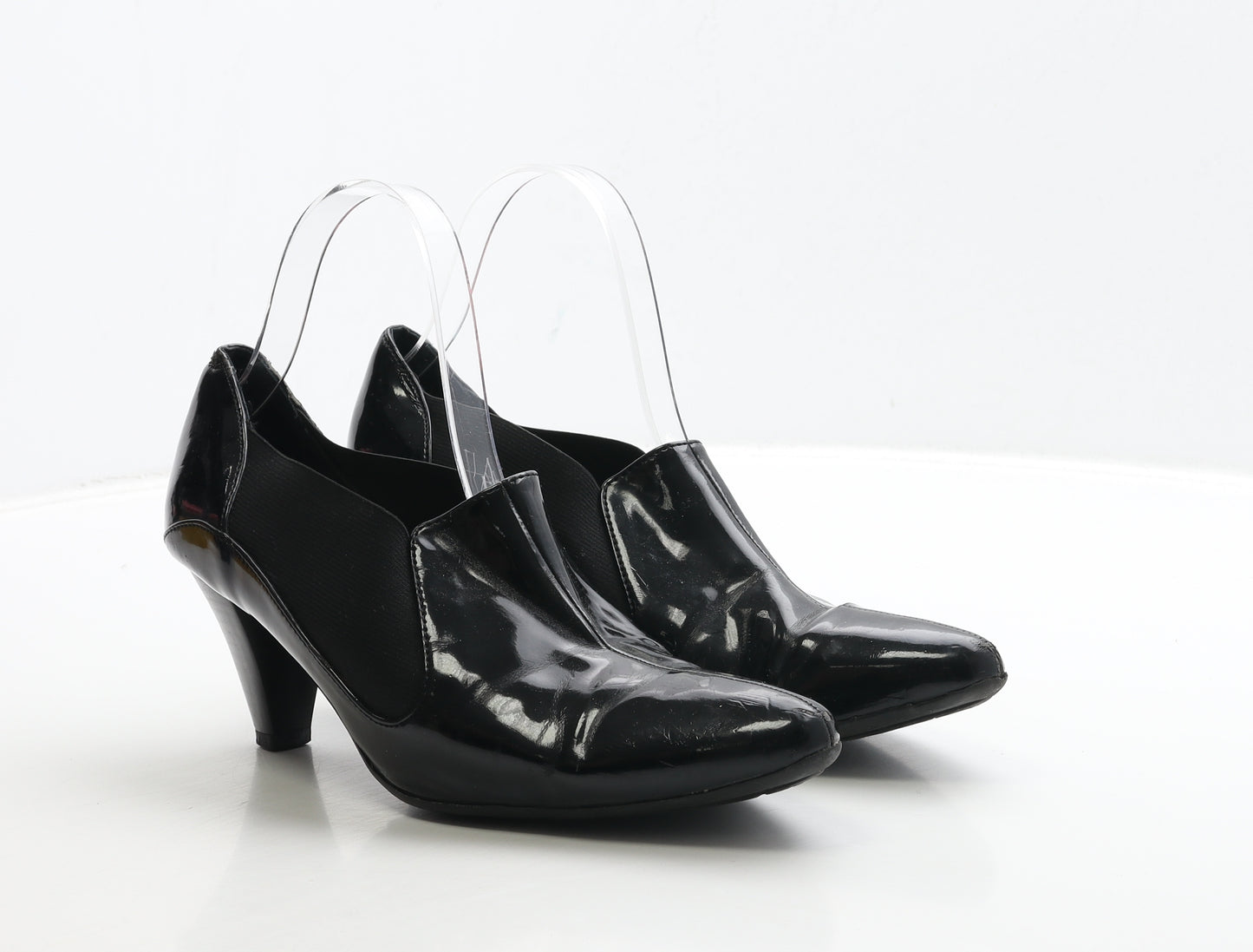 Marks and Spencer Womens Black Patent Leather Bootie Boot UK 6