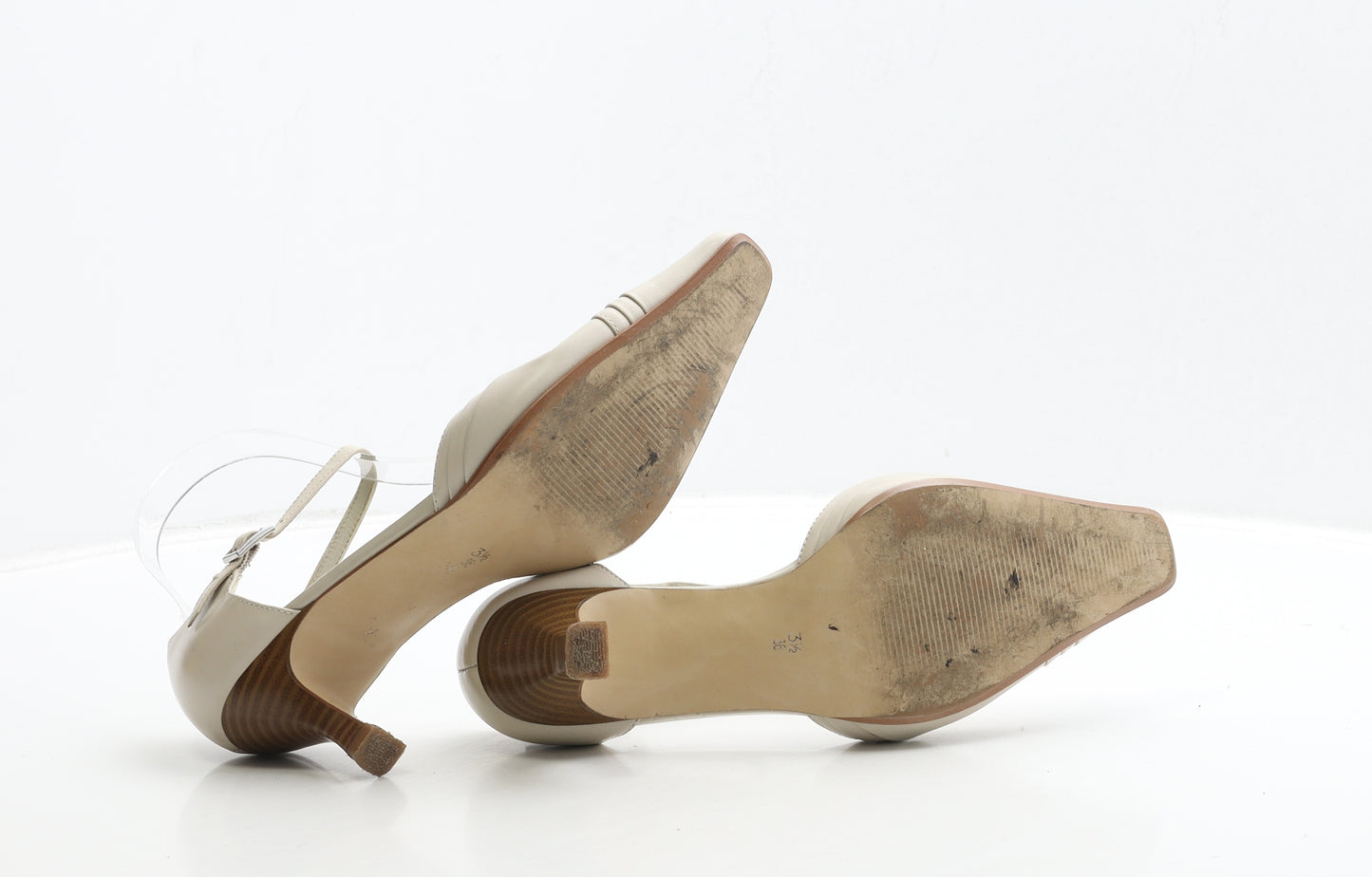 NEXT Womens Ivory Leather Strappy Heel UK 3.5