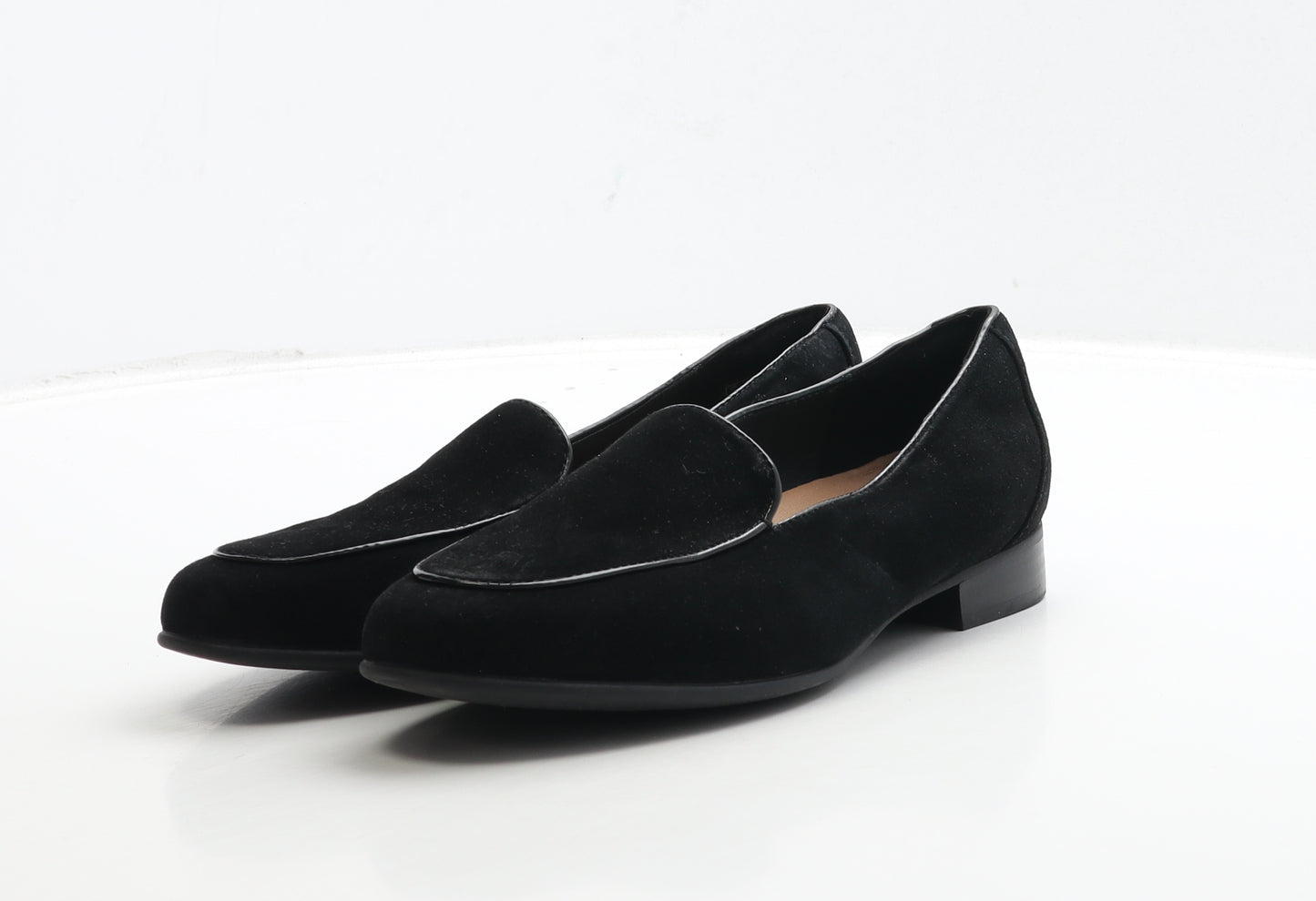 Clarks Womens Black Suede Loafer Casual UK 4 37 - Wide Fit