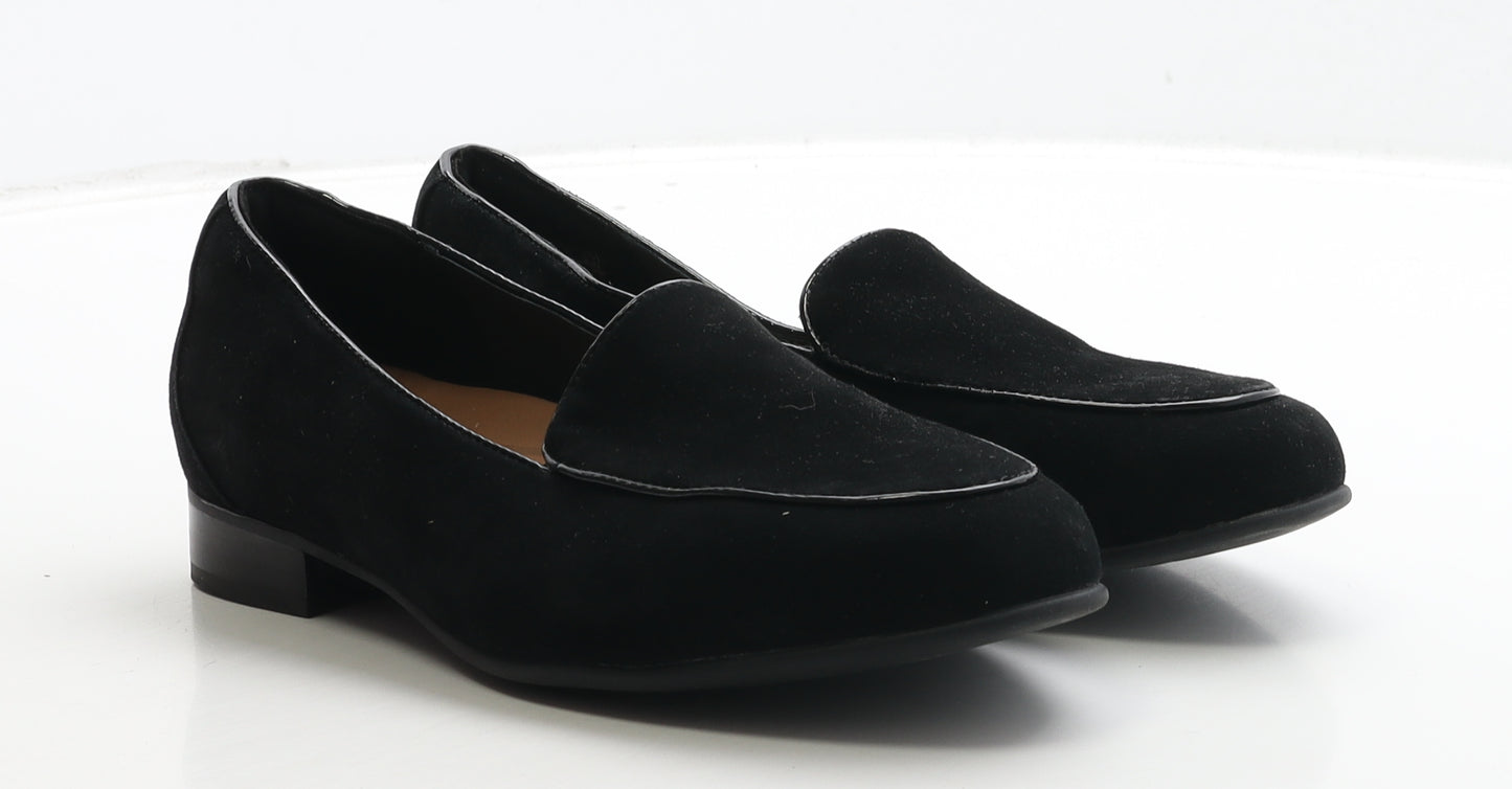 Clarks Womens Black Suede Loafer Casual UK 4 37 - Wide Fit