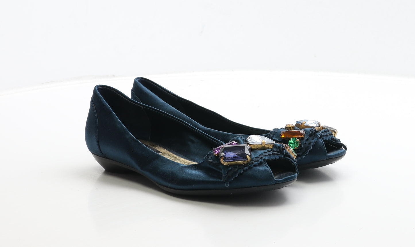 Monkey Shu Womens Blue Polyester Ballet Flat UK 7