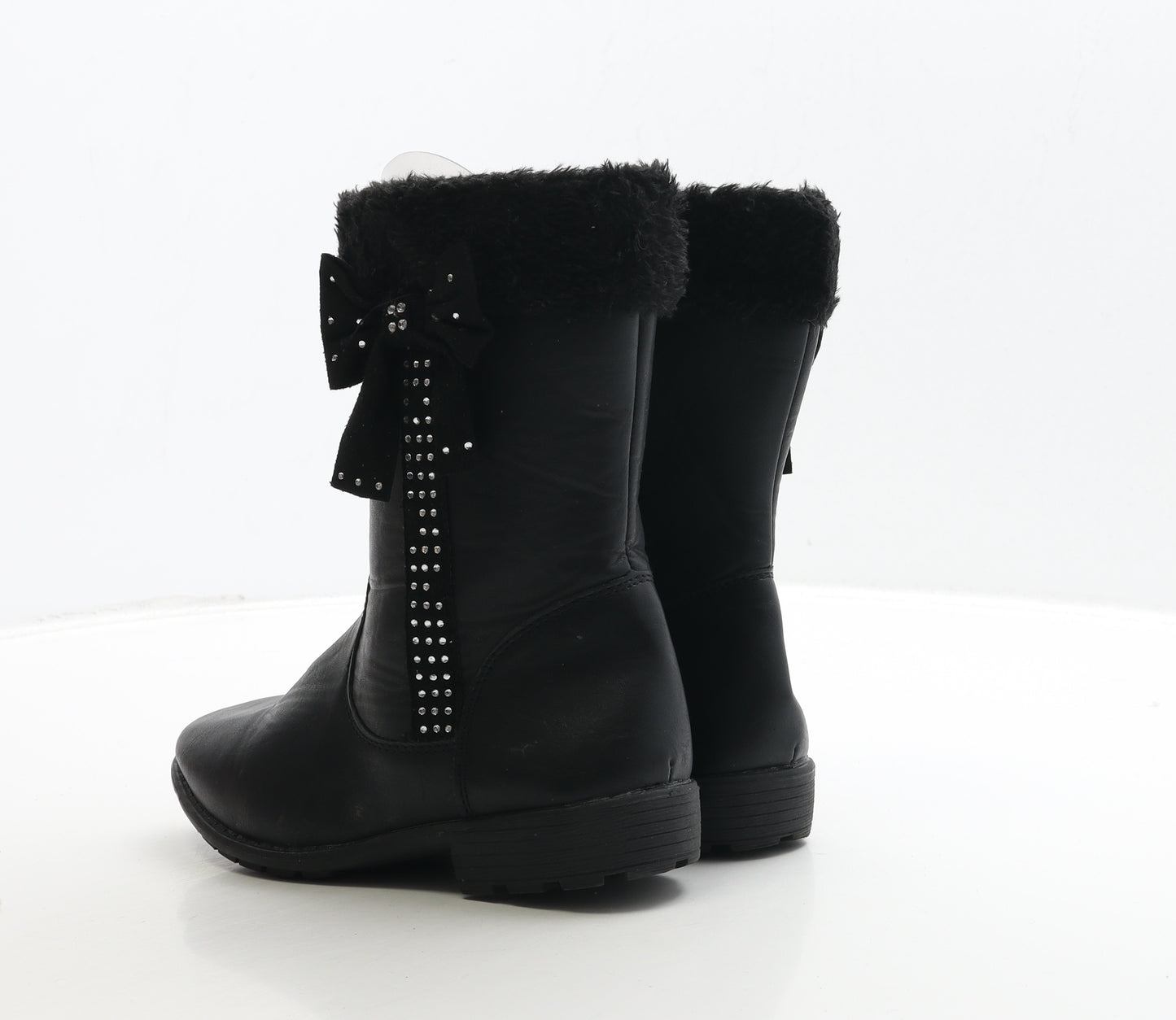 WalkRight Girls Black Leather Shearling Style Boot UK 2