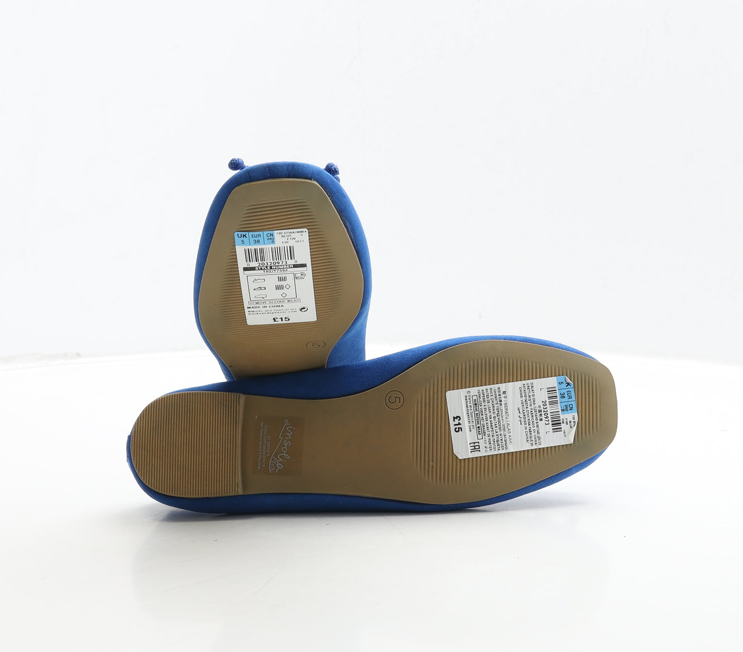 Marks and Spencer Womens Blue Suede Ballet Flat UK 5