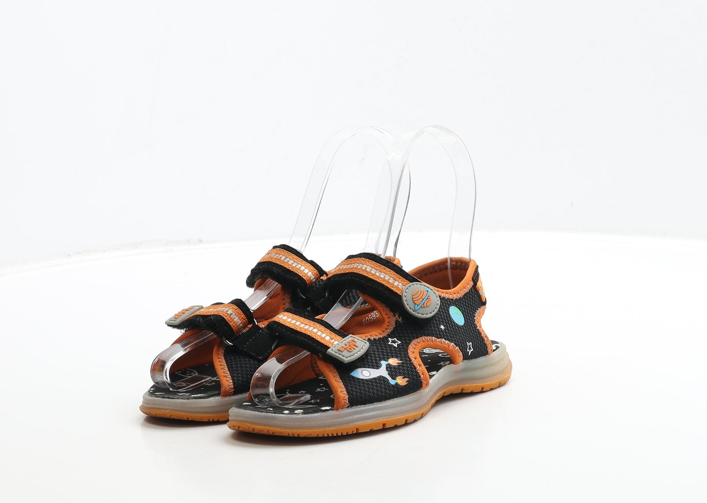 TU Boys Black Polyester Slingback Sandal UK 10 - Space & Rockets Detail