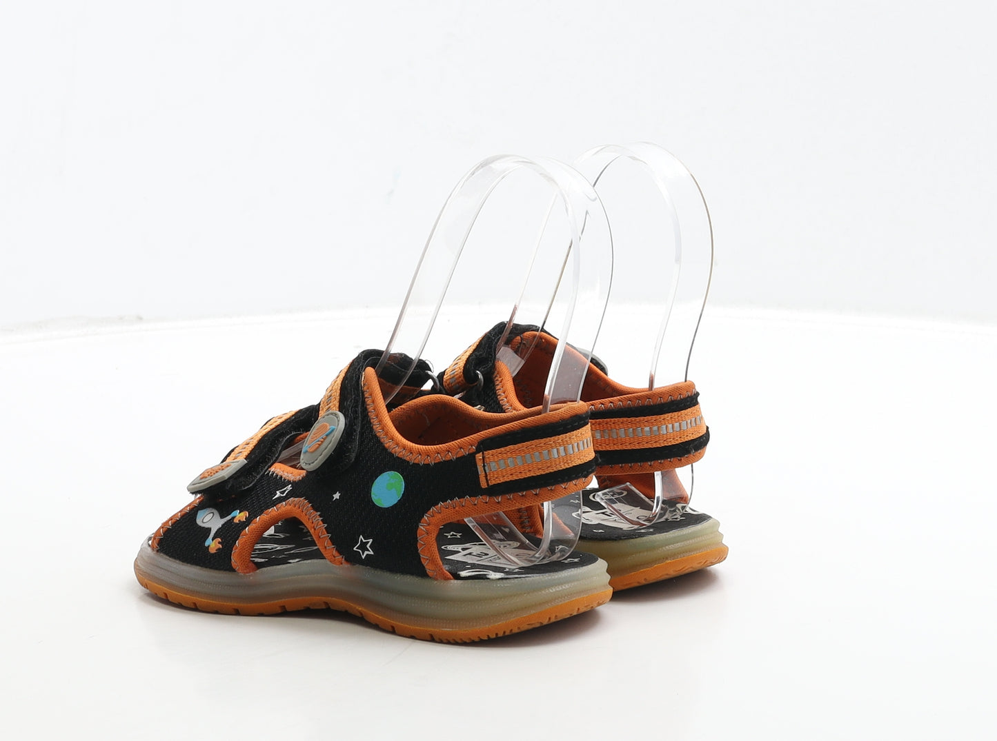 TU Boys Black Polyester Slingback Sandal UK 10 - Space & Rockets Detail