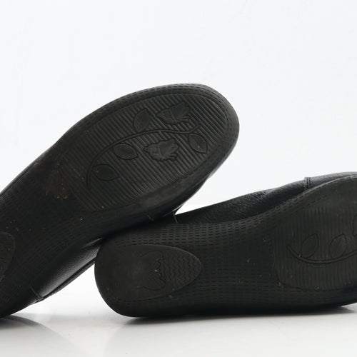 Amber Womens Black Leather Loafer Flat UK 8