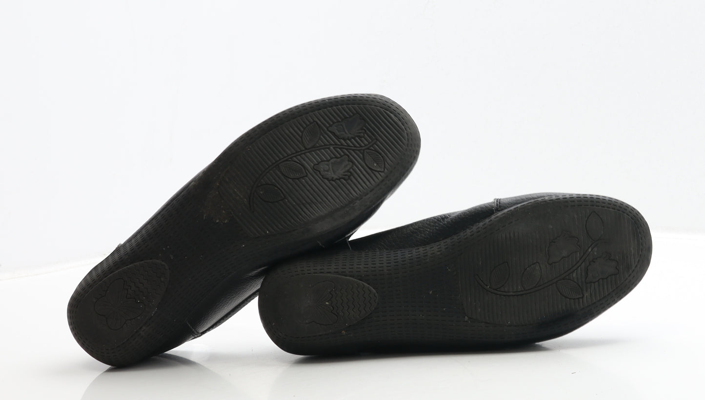 Amber Womens Black Leather Loafer Flat UK 8