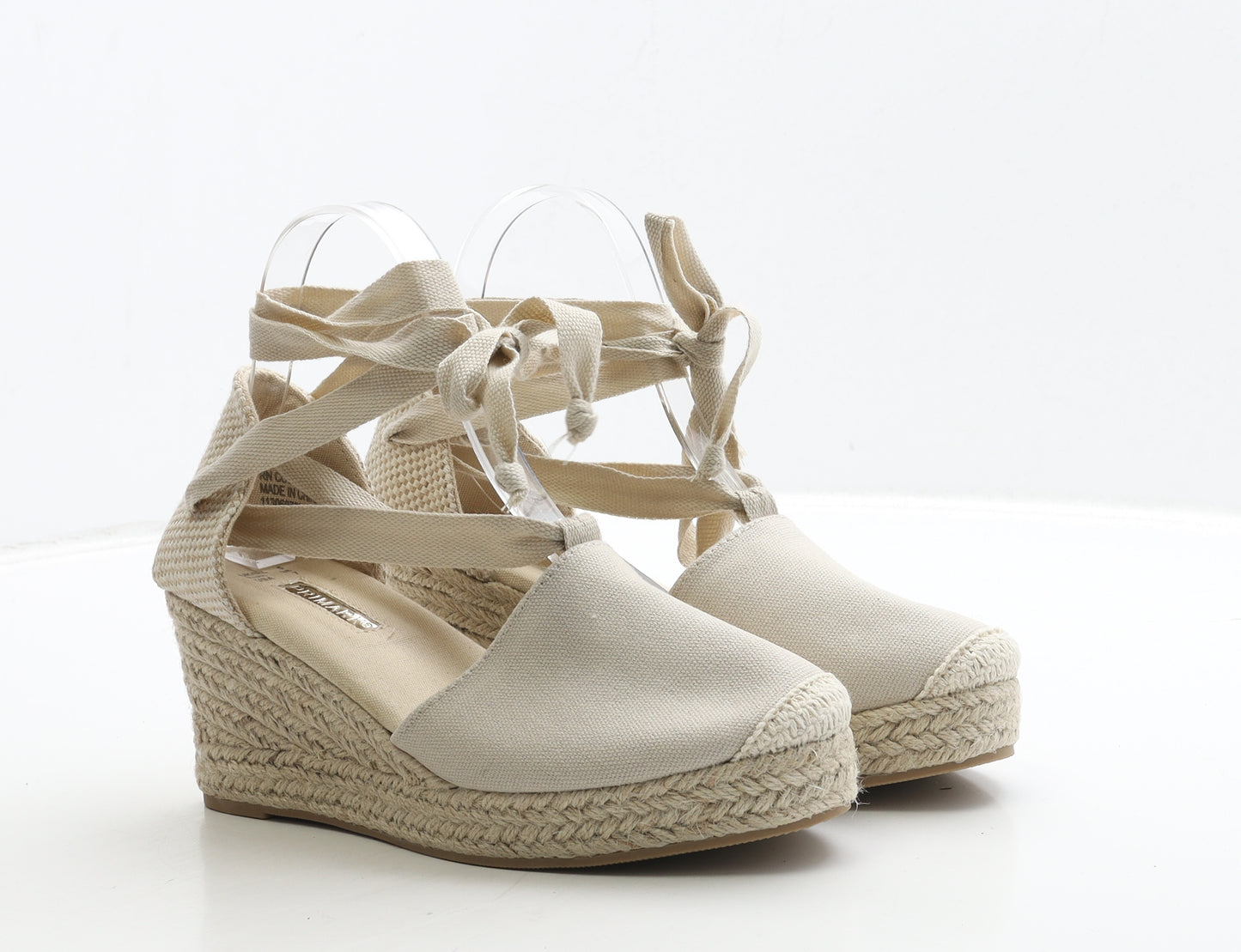 Primark Womens Beige Fabric Espadrille Heel UK 5 38