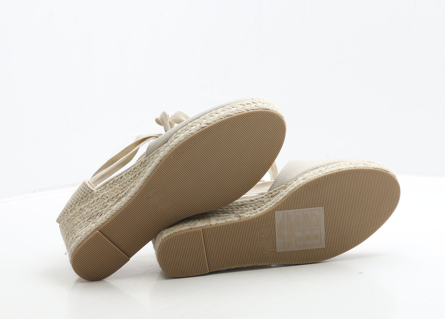 Primark Womens Beige Fabric Espadrille Heel UK 5 38