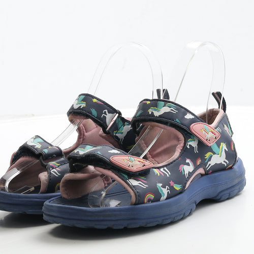 Preworn Girls Blue Polyester Slingback Sandal UK 1 33 - Unicorn Detail