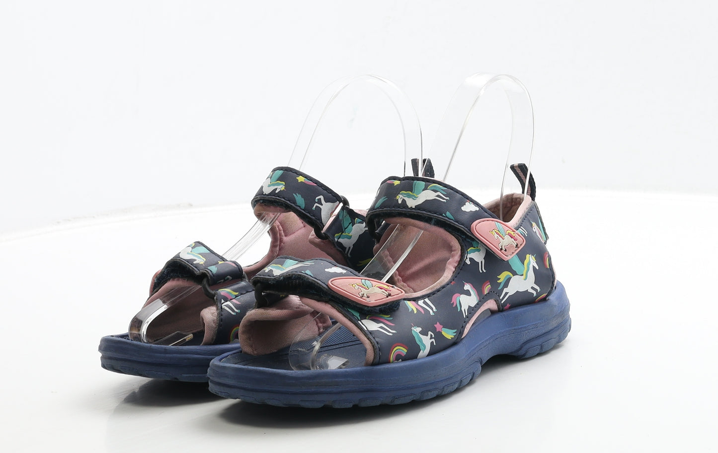 Preworn Girls Blue Polyester Slingback Sandal UK 1 33 - Unicorn Detail