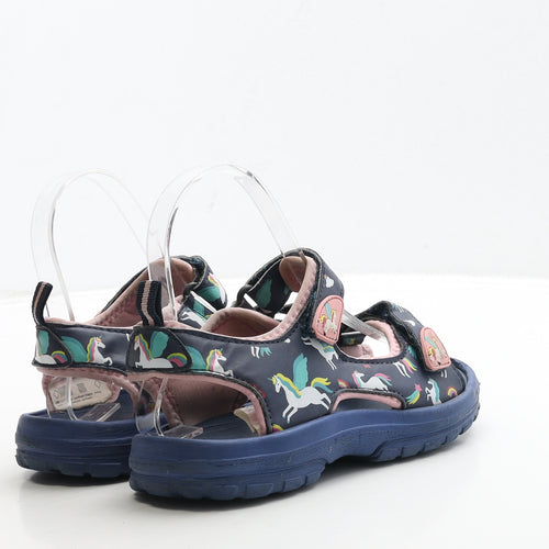 Preworn Girls Blue Polyester Slingback Sandal UK 1 33 - Unicorn Detail