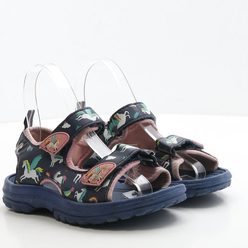 Preworn Girls Blue Polyester Slingback Sandal UK 1 33 - Unicorn Detail
