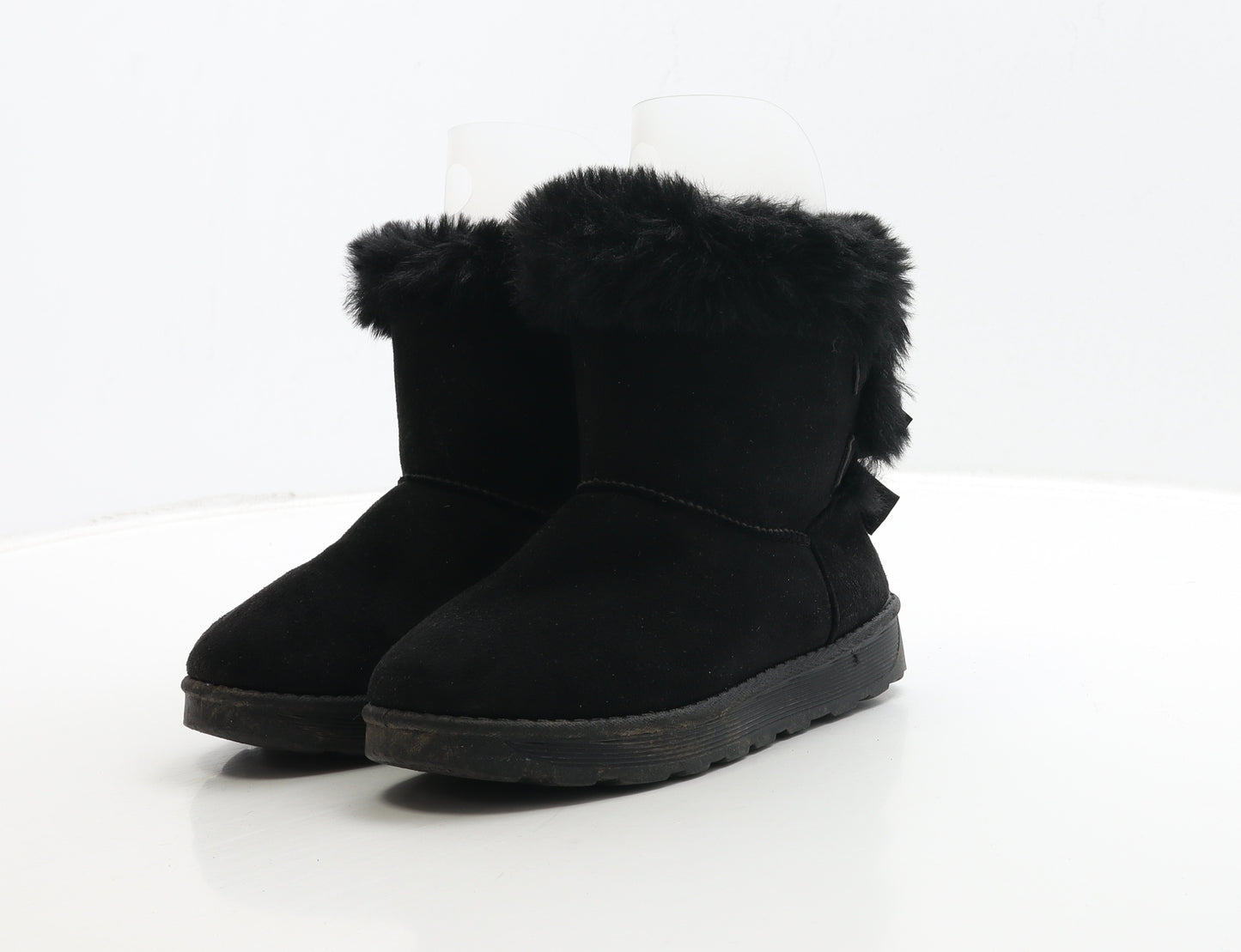 Preworn Girls Black Suede Shearling Style Boot UK 1 32