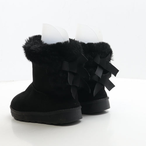 Preworn Girls Black Suede Shearling Style Boot UK 1 32