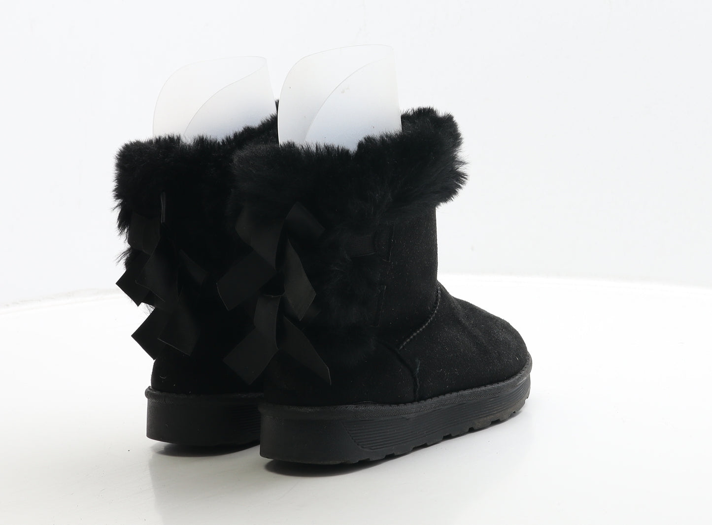 Preworn Girls Black Suede Shearling Style Boot UK 1 32