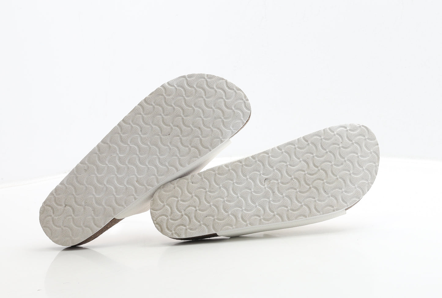 F&F Womens White Leather Slip On Sandal UK 5 38