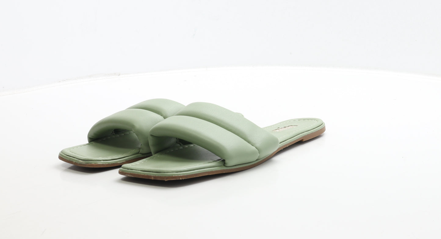 Primark Womens Green Leather Slip On Sandal UK 6 39