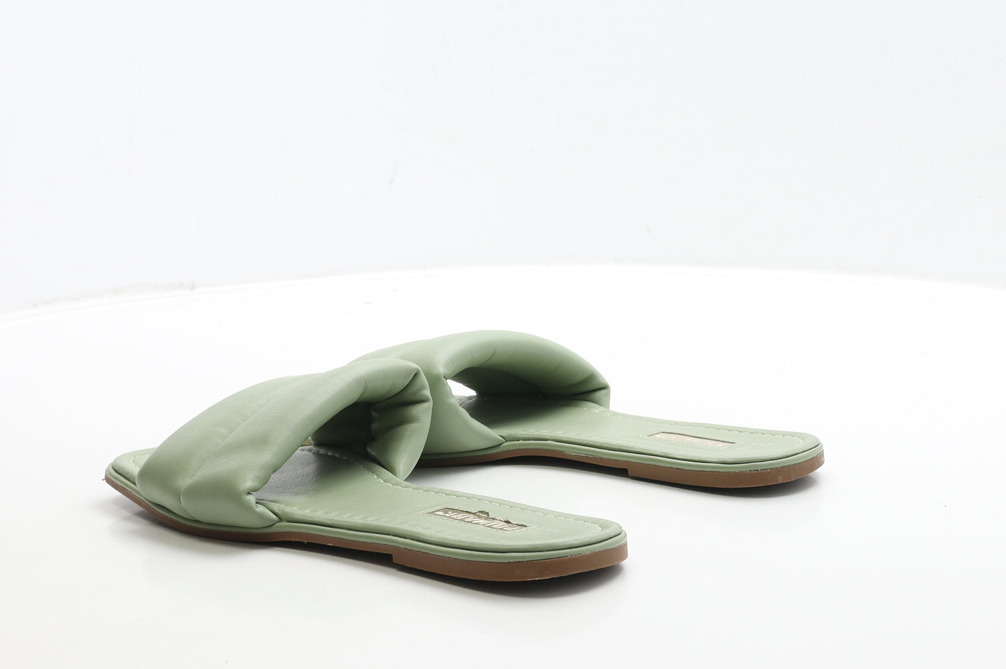 Primark Womens Green Leather Slip On Sandal UK 6 39