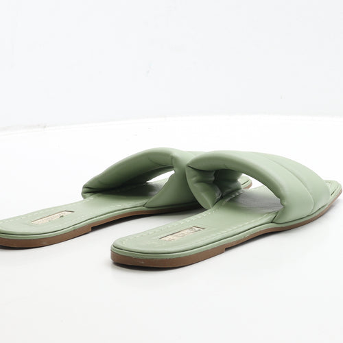 Primark Womens Green Leather Slip On Sandal UK 6 39