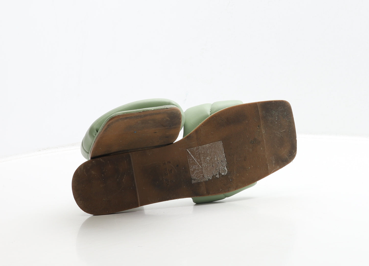 Primark Womens Green Leather Slip On Sandal UK 6 39