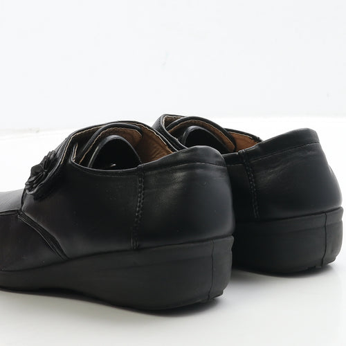 Cushion Lite Womens Black Leather Loafer Flat UK 5 - Flower