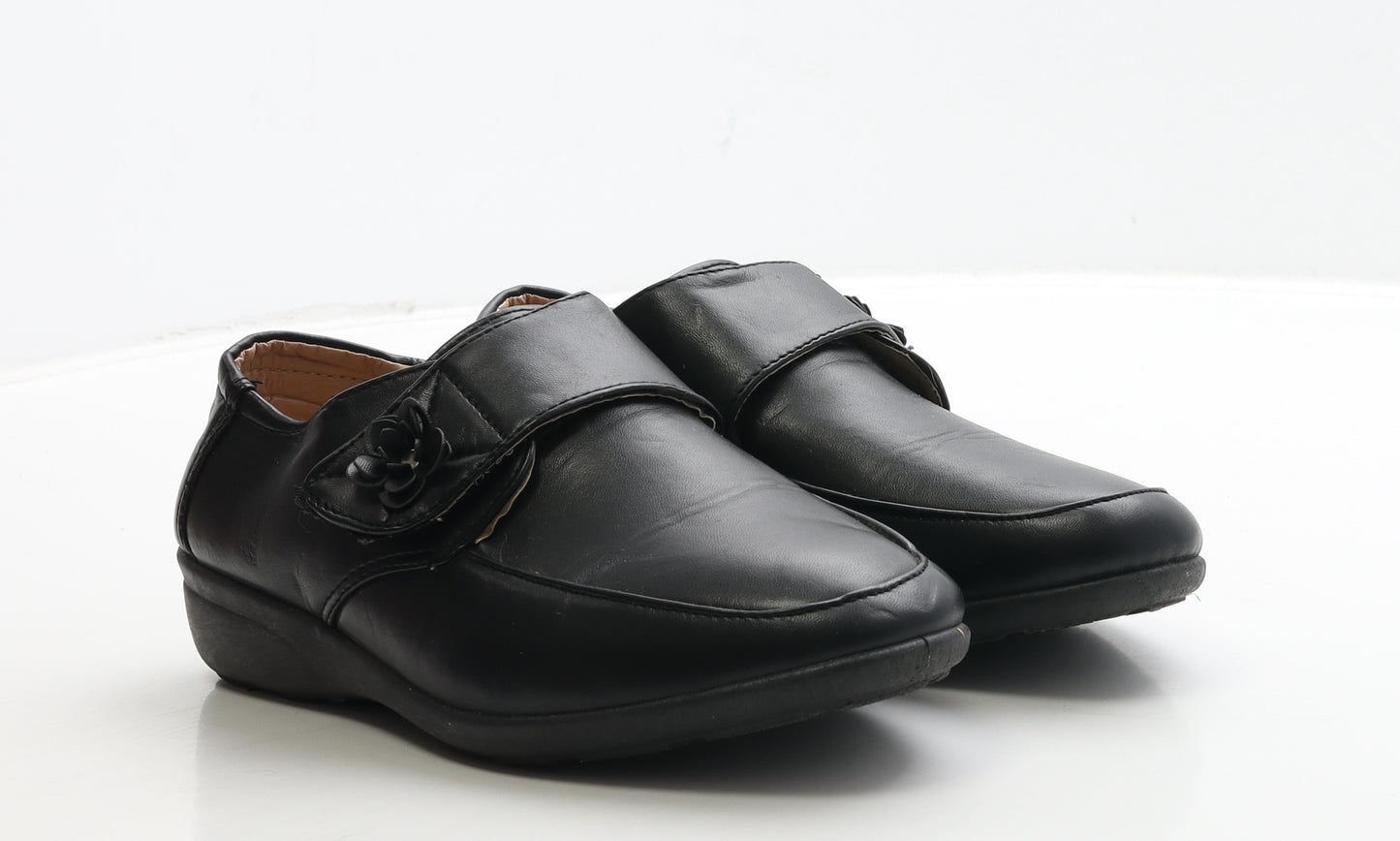 Cushion Lite Womens Black Leather Loafer Flat UK 5 - Flower