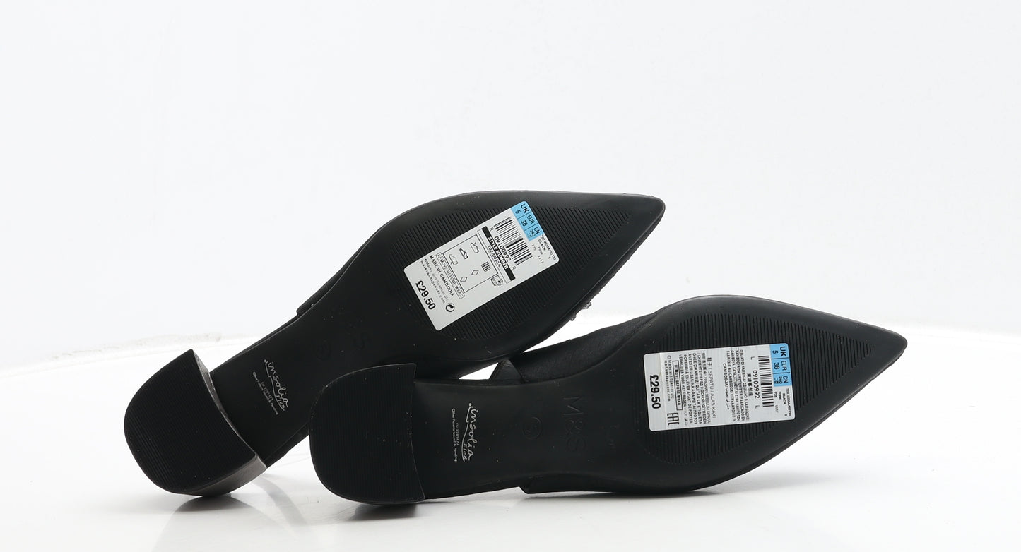 Marks and Spencer Womens Black Polyester Slingback Heel UK 5 38