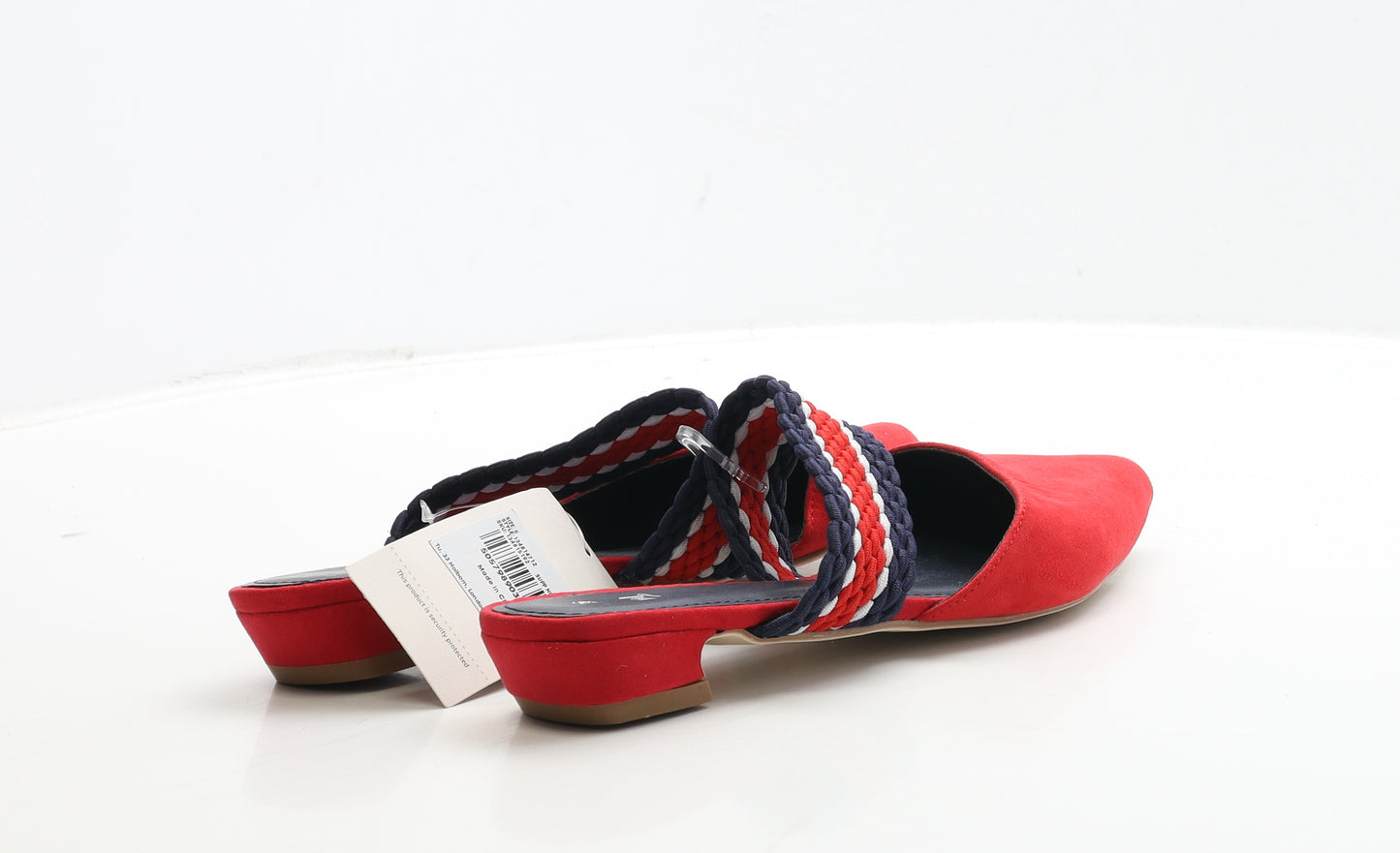 TU Womens Red Geometric Suede Mule Heel UK 5 38