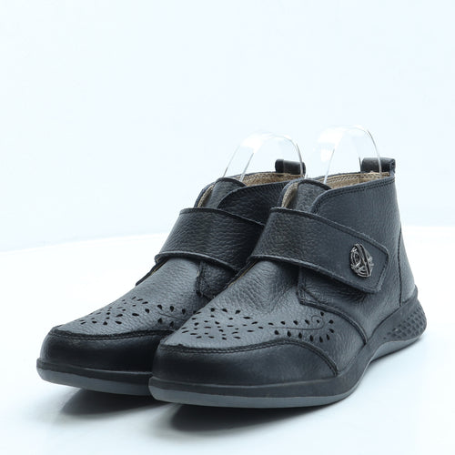 Cushion Walk Womens Black Leather Bootie Boot UK 4